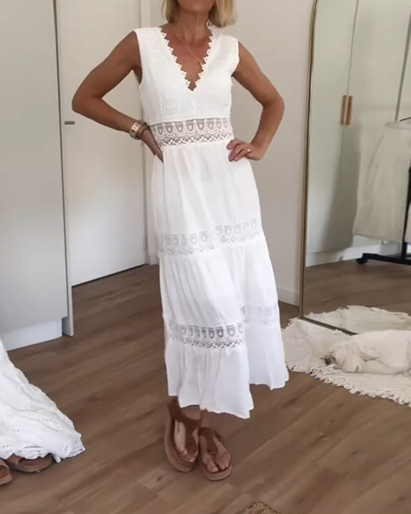 Selena | Women's Lace Boho Midi Dress with V-Neck - image 2