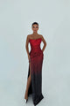 Merewen | Women's Strapless Sequin Maxi Dress with Leg Slit