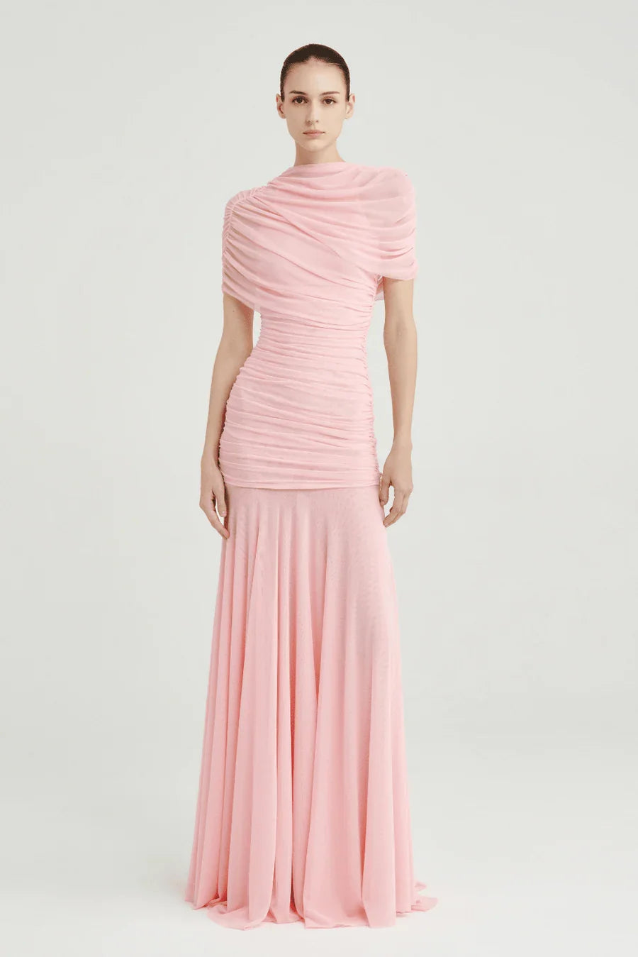 Lysandra | Women's Ruched Bodice Pleated Tulle Maxi Dress