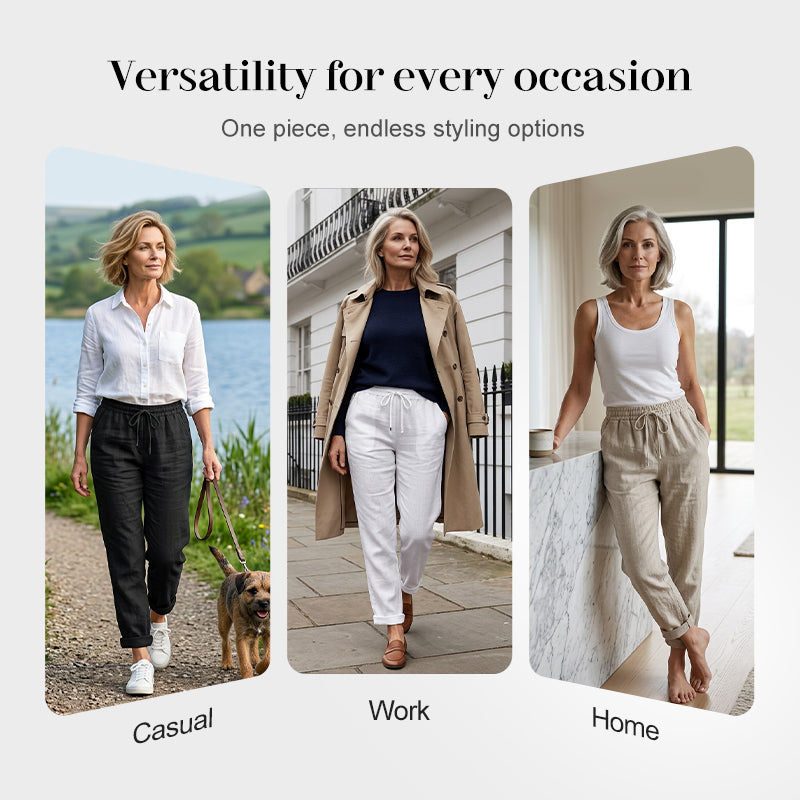 Daphne | Women's Elastic Waist Cotton Linen Casual Pants