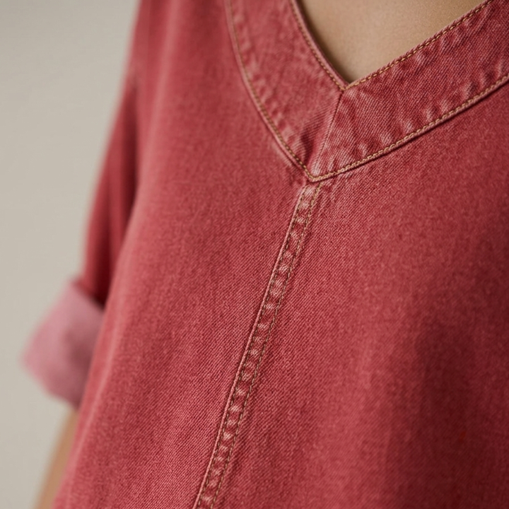 Desmona | Women's Tunic Soft Fit V-Neck Side Split Three-Quarter Sleeve