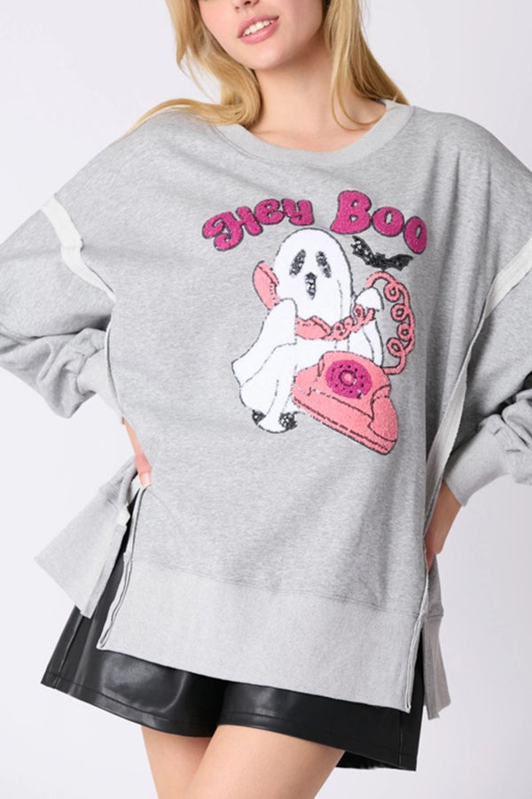 Nicolaa | Women's Cute Ghost Sequin Sweatshirt with Round Neck - image 10