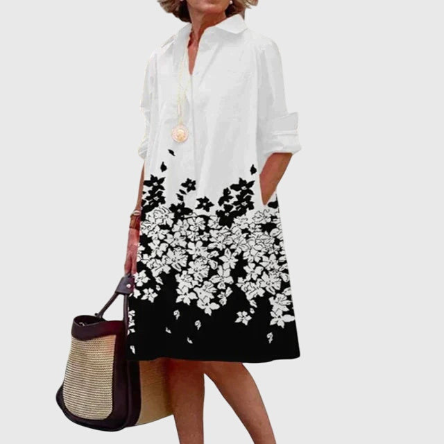 Aldora | Women's Casual Relaxed Midi Dress with Round Neck, Short Sleeves and Pockets - image 13