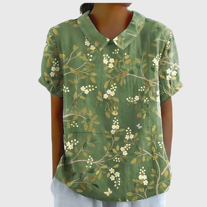 Jenna | Women's Relaxed-Fit Short-Sleeve Blouse with Floral Print