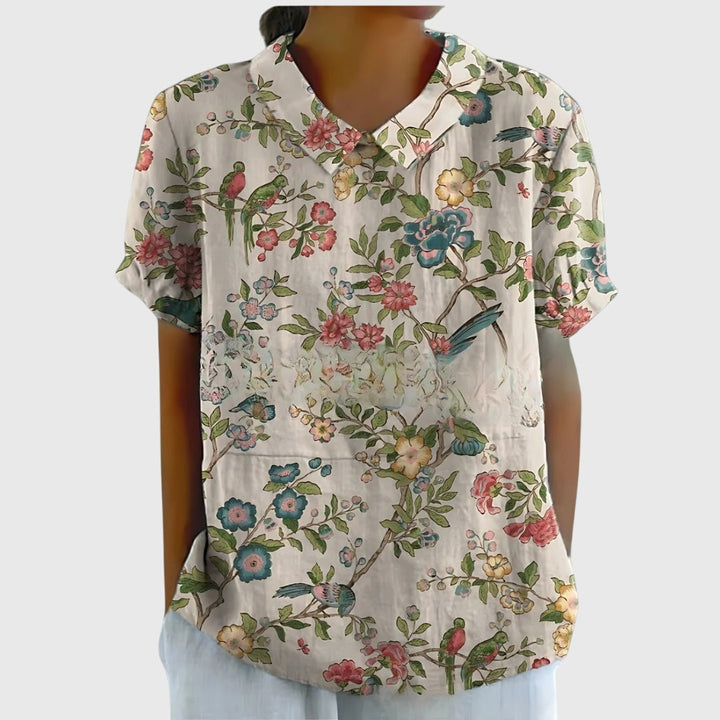 Jenna | Women's Relaxed-Fit Short-Sleeve Blouse with Floral Print