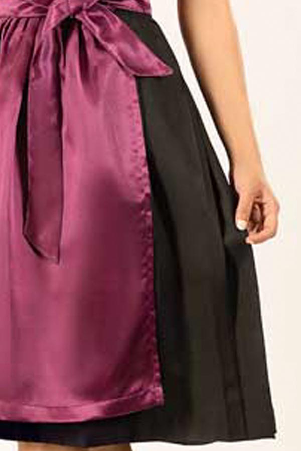 Rosina | Women's Oktoberfest Dirndl Midi Dress with Floral Bodice and Purple Satin Apron - image 7