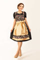 Karoline | Women's Oktoberfest Dirndl Midi Dress with Floral Bodice and Gold Satin Apron - image 1