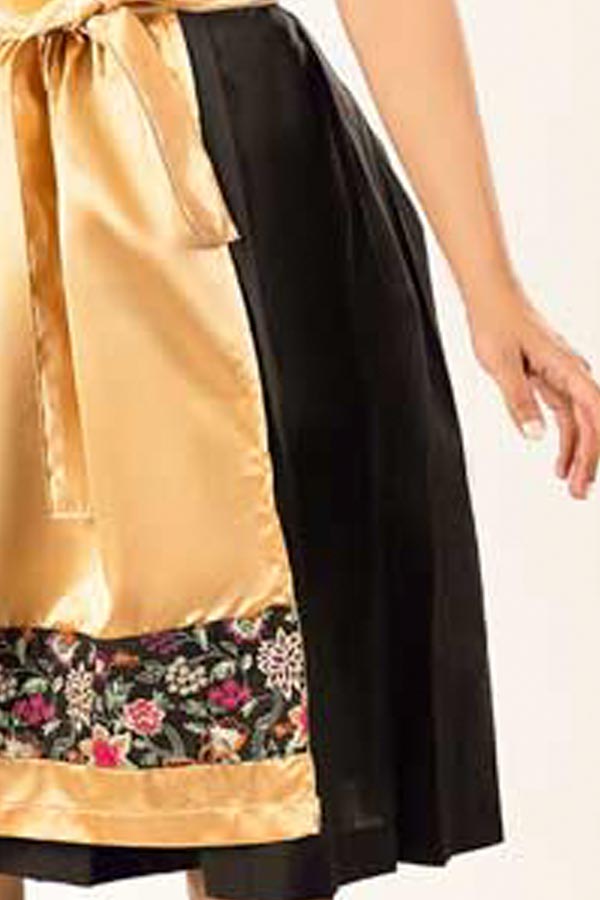 Karoline | Women's Oktoberfest Dirndl Midi Dress with Floral Bodice and Gold Satin Apron - image 7
