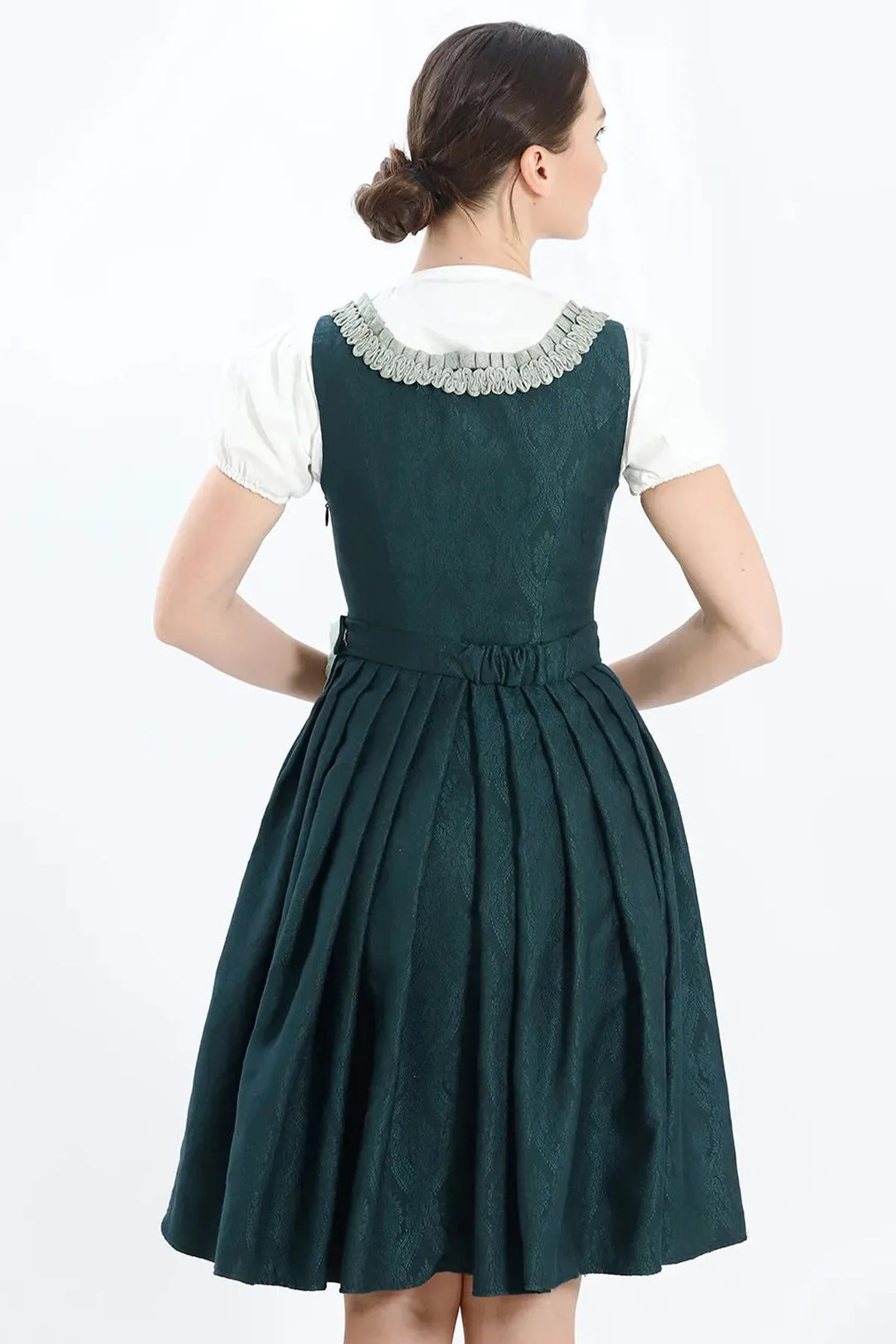 Sieglinde | Women's Meadow Green Oktoberfest Dirndl Midi Dress with Laced Bodice - image 6