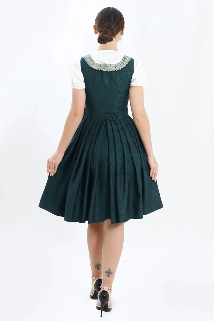 Sieglinde | Women's Meadow Green Oktoberfest Dirndl Midi Dress with Laced Bodice - image 7