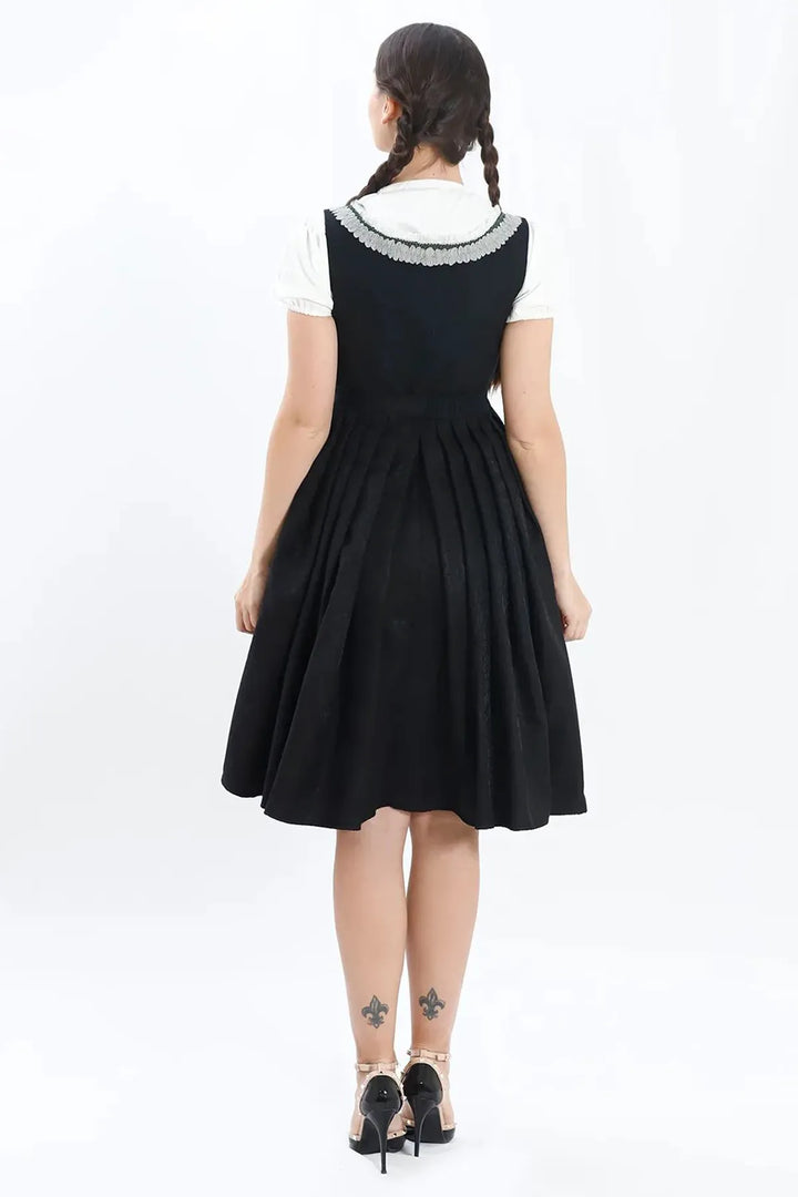Waltraud | Women's Oktoberfest Dirndl Midi Dress with Silver Skirt and Buttoned Bodice - image 7