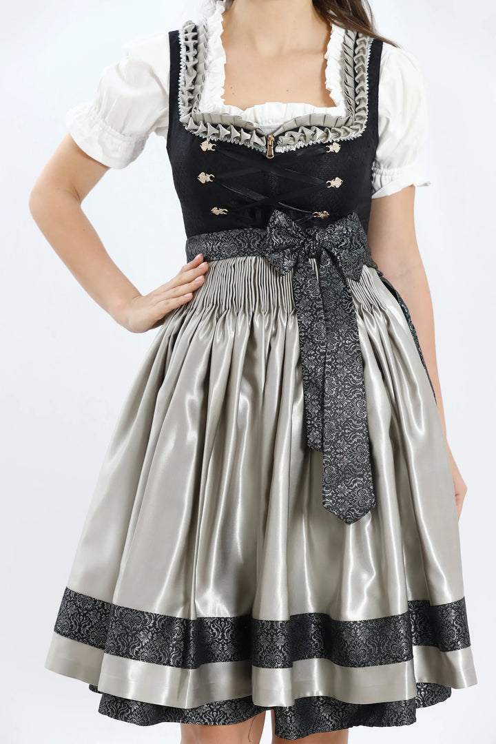 Leopoldine | Women's Oktoberfest Dirndl Midi Dress with Lace Bodice and Champagne Skirt - image 3