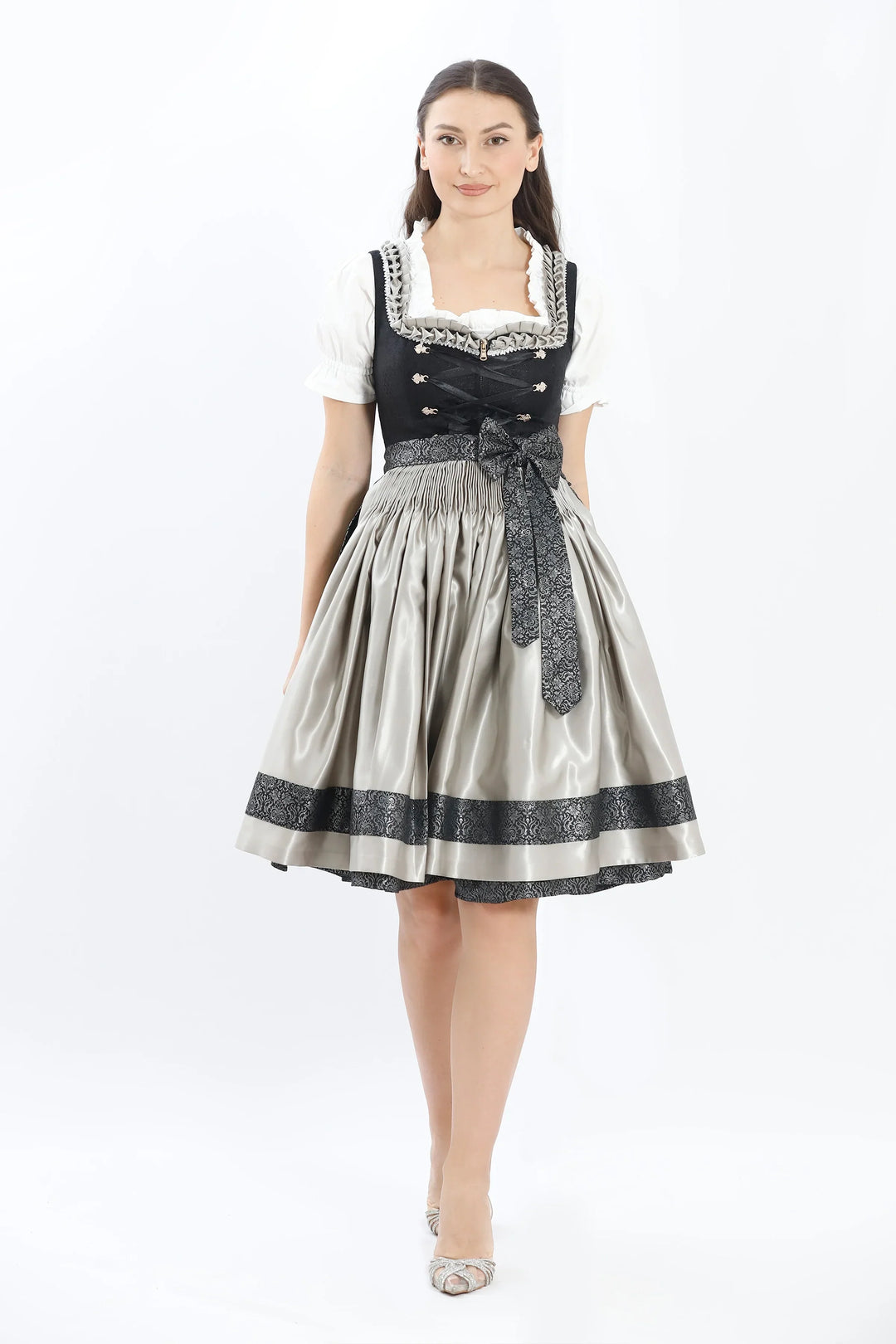 Leopoldine | Women's Oktoberfest Dirndl Midi Dress with Lace Bodice and Champagne Skirt - image 4