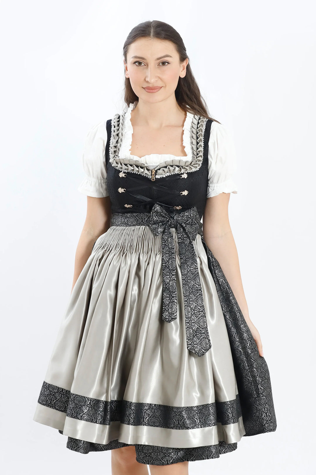 Leopoldine | Women's Oktoberfest Dirndl Midi Dress with Lace Bodice and Champagne Skirt - image 5