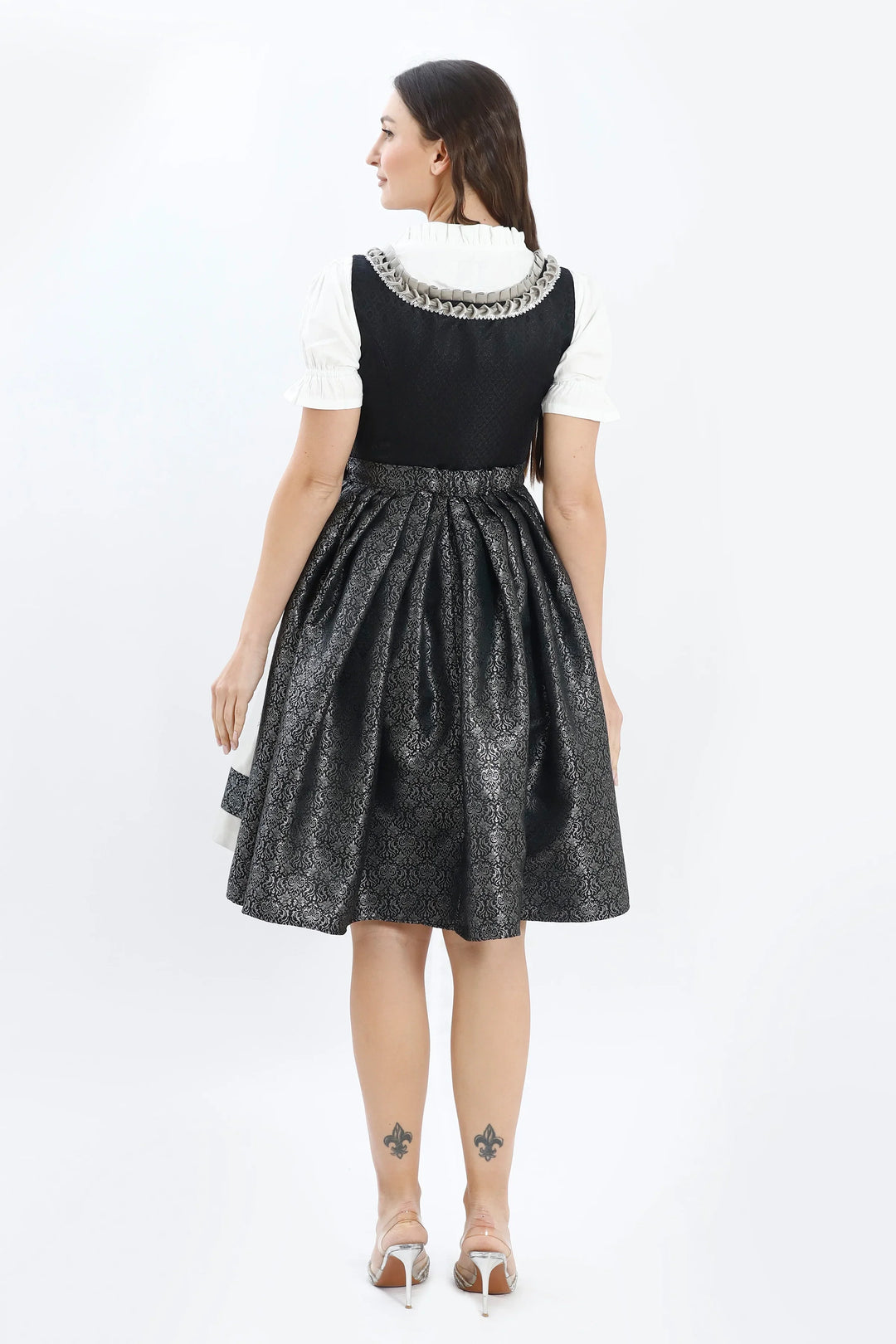 Leopoldine | Women's Oktoberfest Dirndl Midi Dress with Lace Bodice and Champagne Skirt - image 6