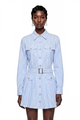 Verity | Women's Amarante Blue Striped Belted Blouse & Skirt Set