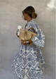 Fortunata printed shirt midi dress, collared, long sleeves