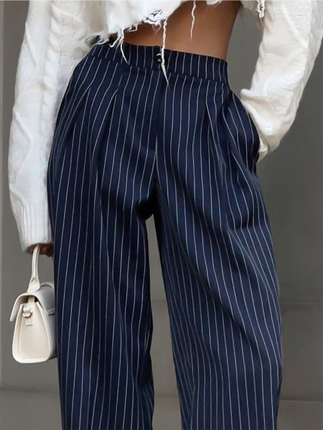Mildred | Women's Pinstripe Pleated Wide-Leg Pants