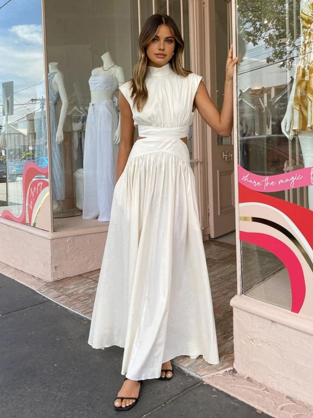 Aveline | Women's Mock Neck Cut Out Long Dress