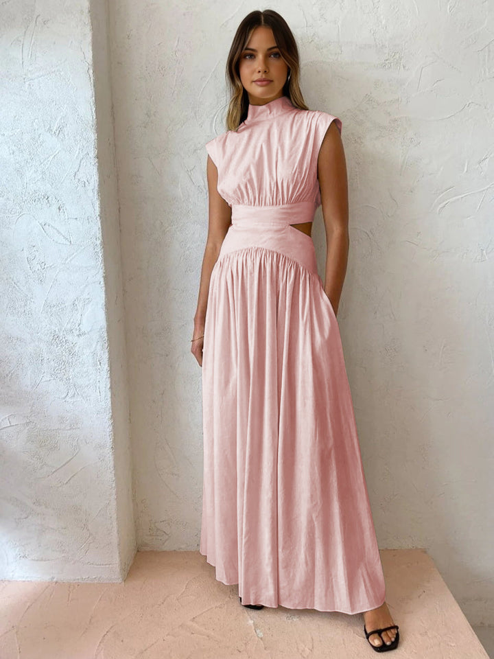Aveline | Women's Mock Neck Cut Out Long Dress