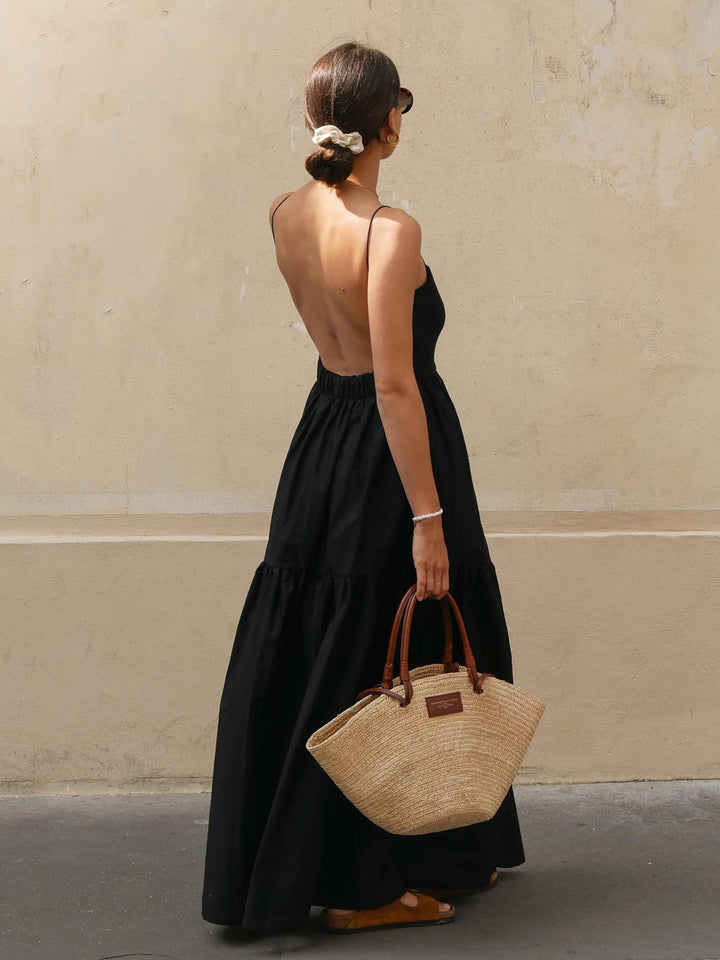 Cecily | Women's Solid Backless Long Dress