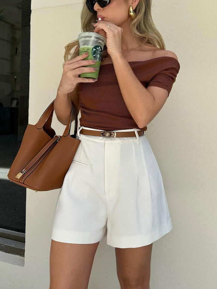 Lucille | Women's Semi-Sheer Mid-Waist Shorts Without Belt
