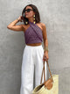 Petronella | Women's Cotton Linen Crisscross Halter Tank Top