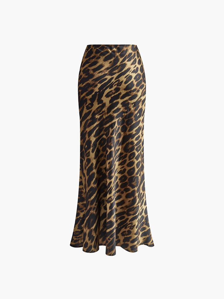 Greta | Women's Slim Leopard Print Maxi Skirt