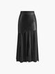 Honoria | Women's Asymmetric Patchwork Faux Leather Chiffon Pleated Maxi Skirt