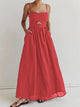 Fern | Women's Cotton Sleeveless Pockets Cutout Long Dress