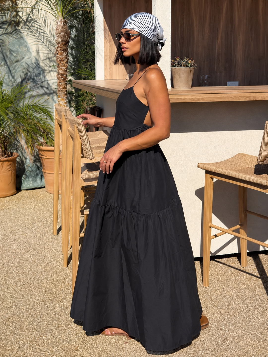 Cecily | Women's Solid Backless Long Dress