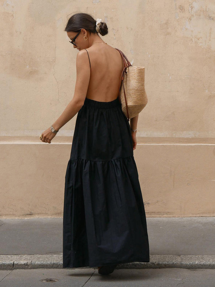 Cecily | Women's Solid Backless Long Dress