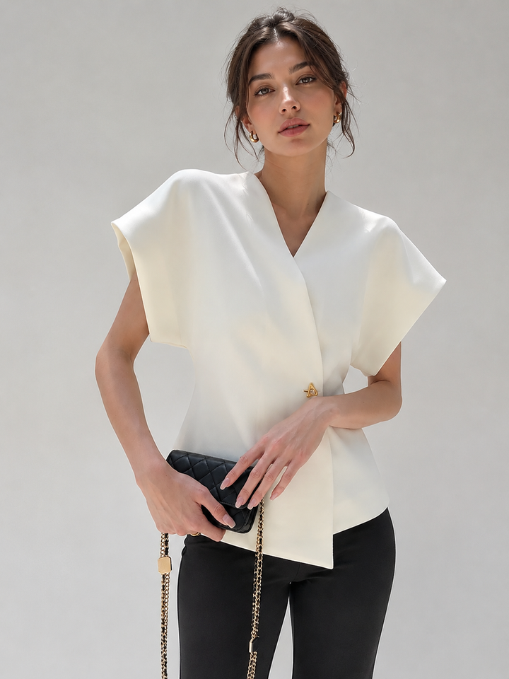 Guinevere | Women's Trendy V-Neck Button Down Blouse