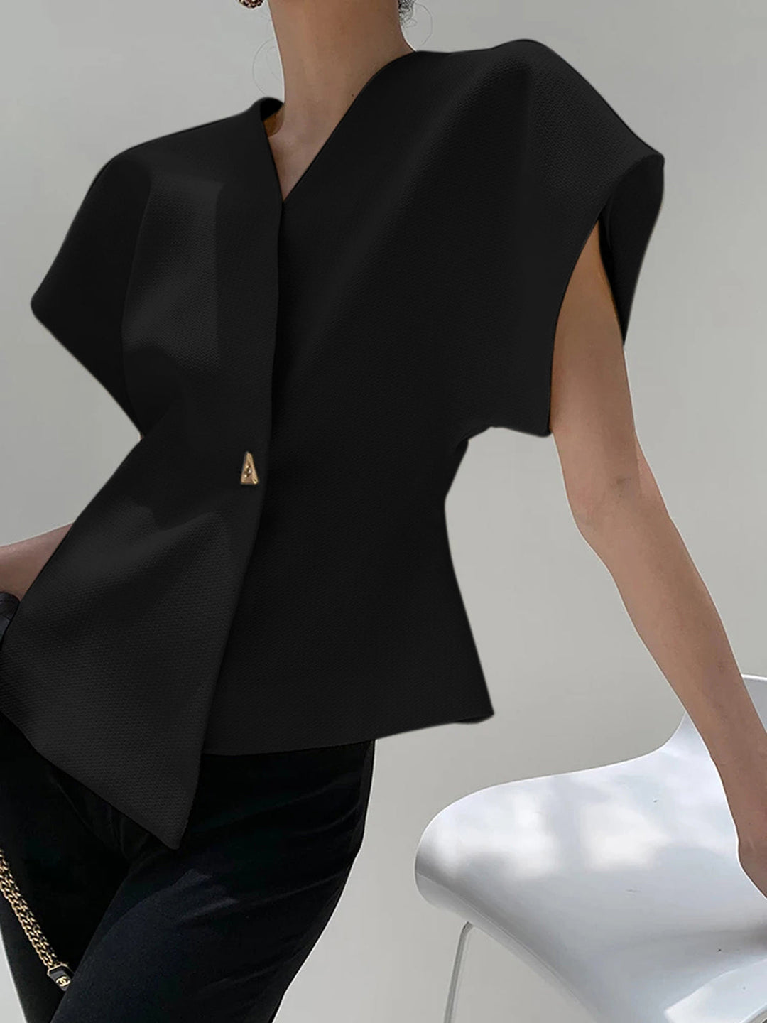 Guinevere | Women's Trendy V-Neck Button Down Blouse