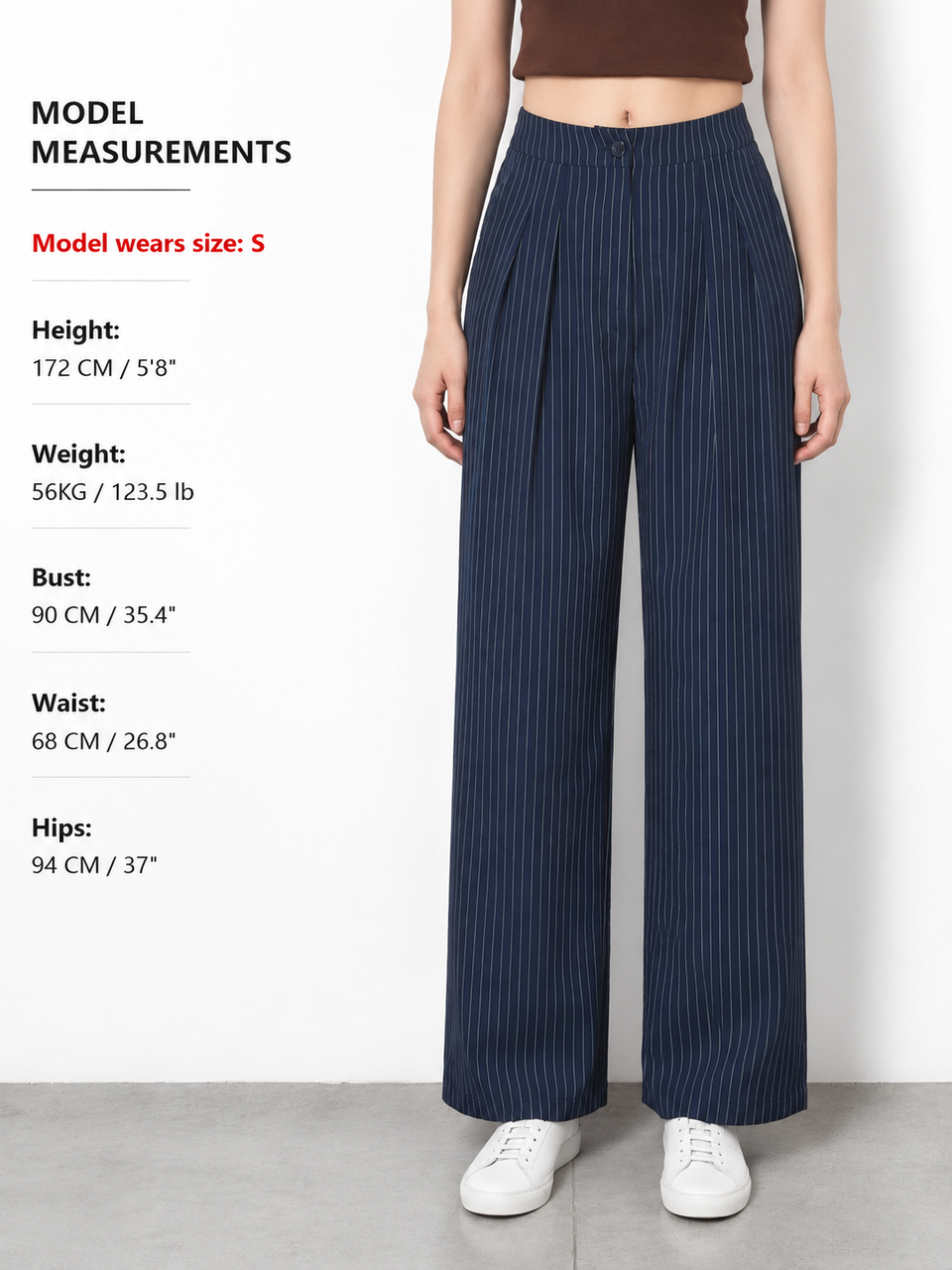 Mildred | Women's Pinstripe Pleated Wide-Leg Pants