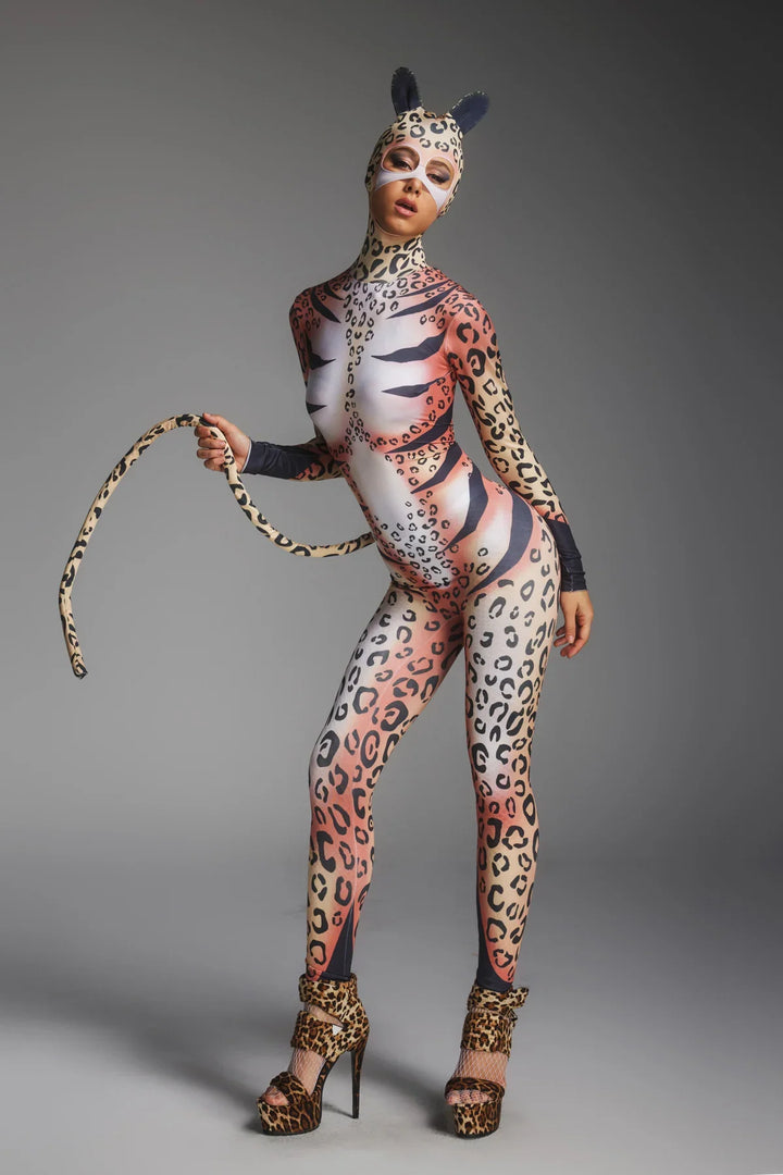 Ayleth | Women's Leopard Print Jumpsuit with Attached Face Mask - image 1