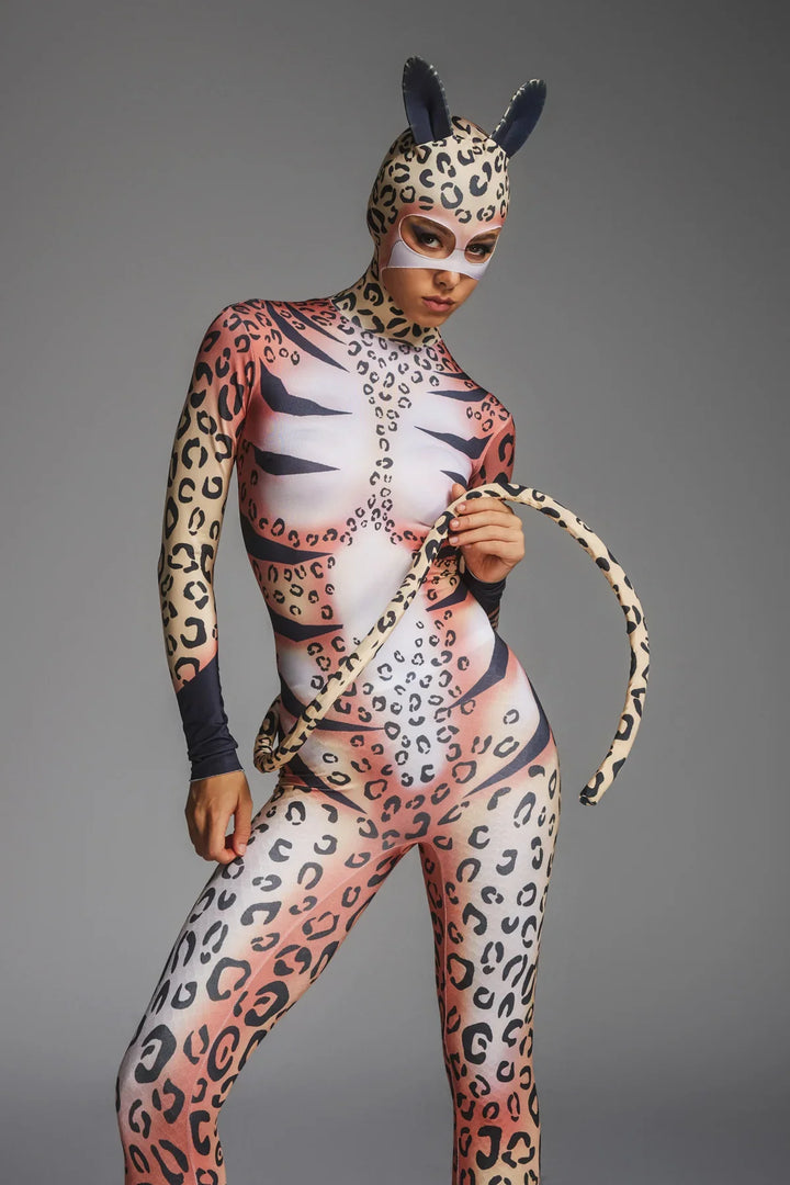 Ayleth | Women's Leopard Print Jumpsuit with Attached Face Mask - image 2