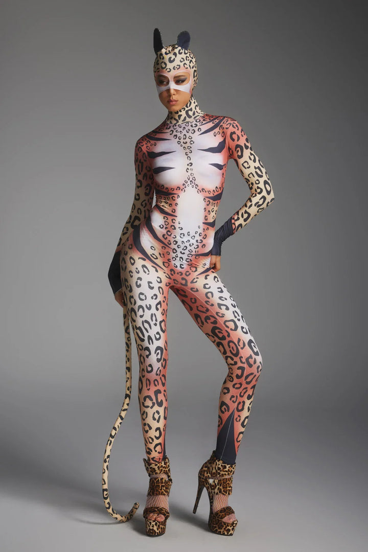 Ayleth | Women's Leopard Print Jumpsuit with Attached Face Mask - image 5