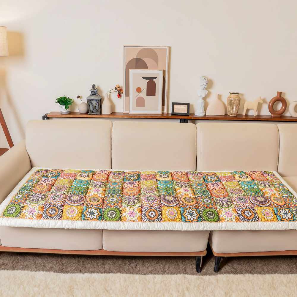 Werri | Floral Quilted Cotton Couch Cover - image 11