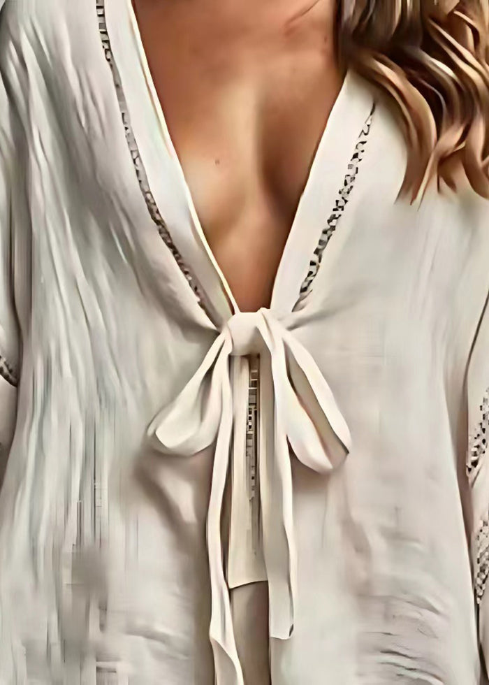 Ruth | Women's Oversized Linen Tie-Front Beach Cover Up