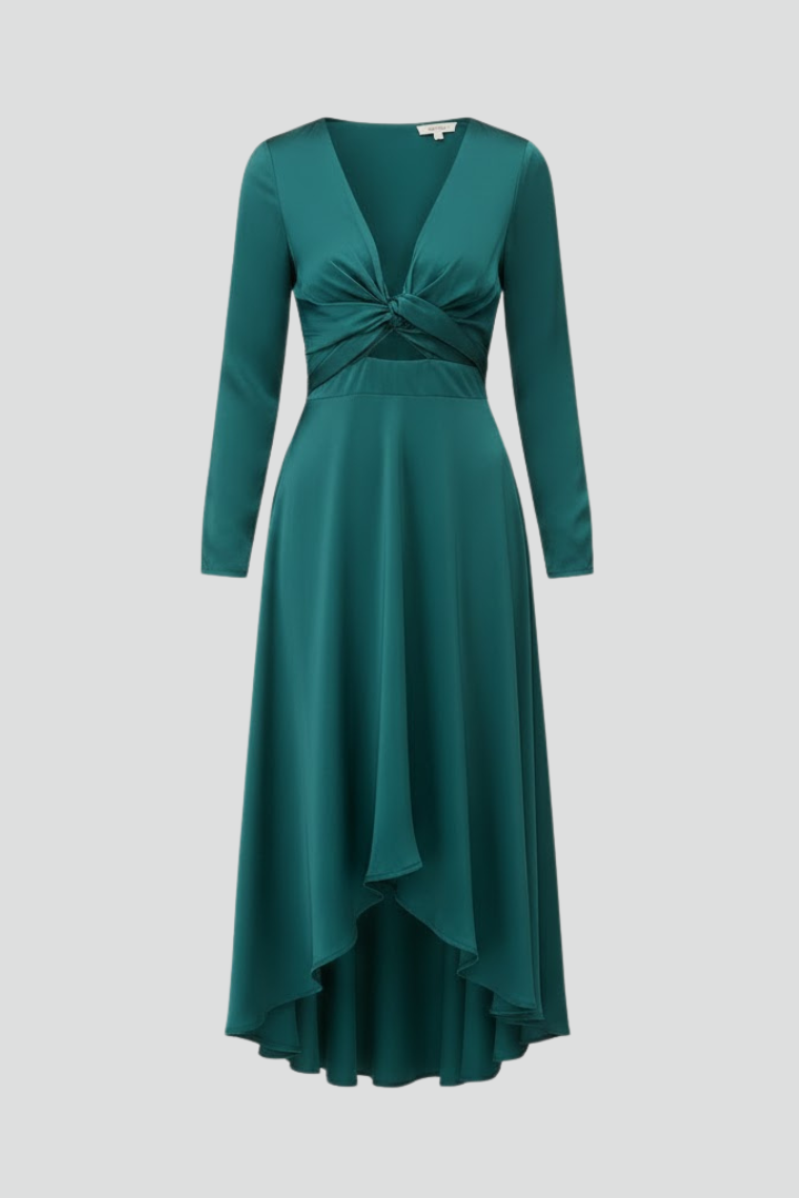 Nona | Women's Midi Dress with Front Tie