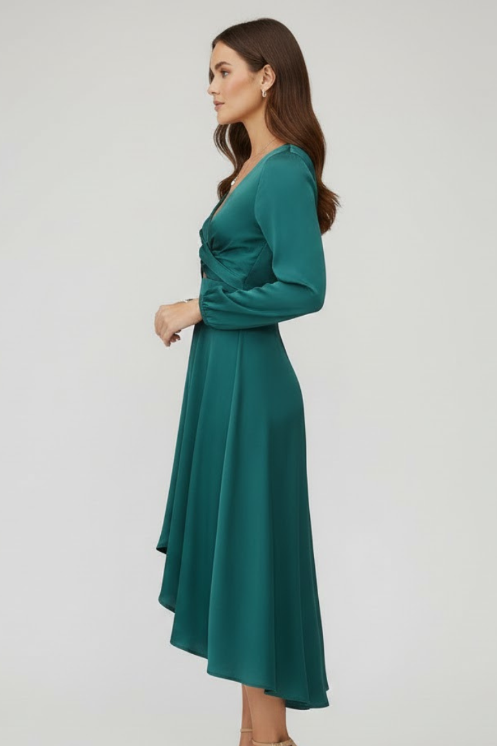 Nona | Women's Midi Dress with Front Tie