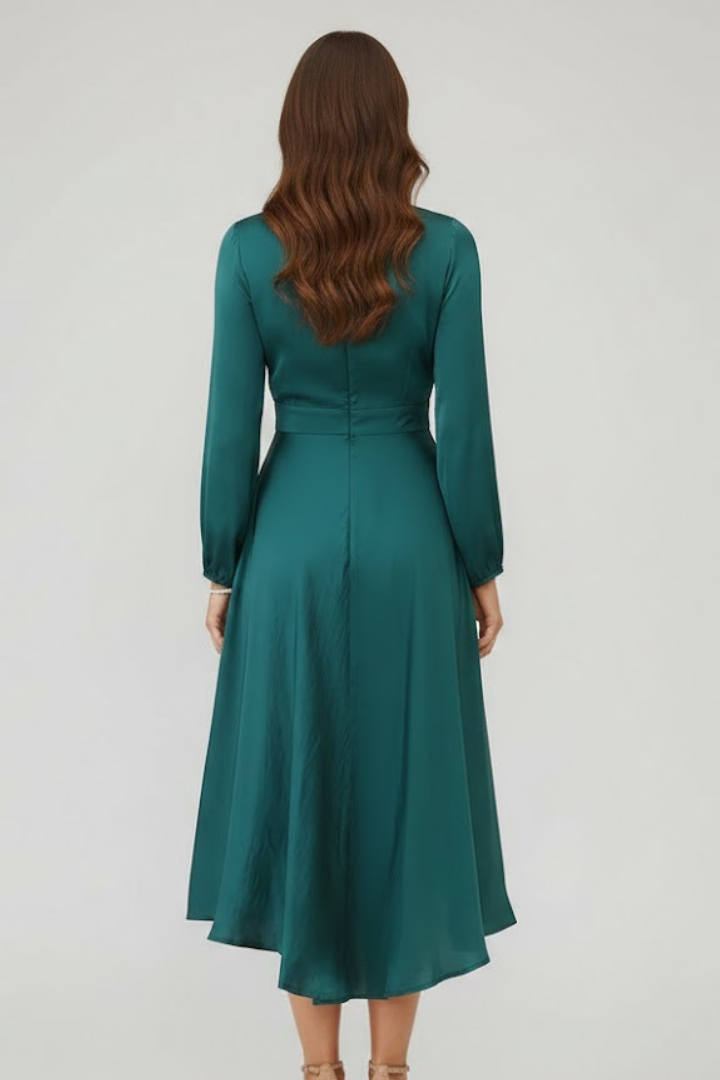 Nona | Women's Midi Dress with Front Tie