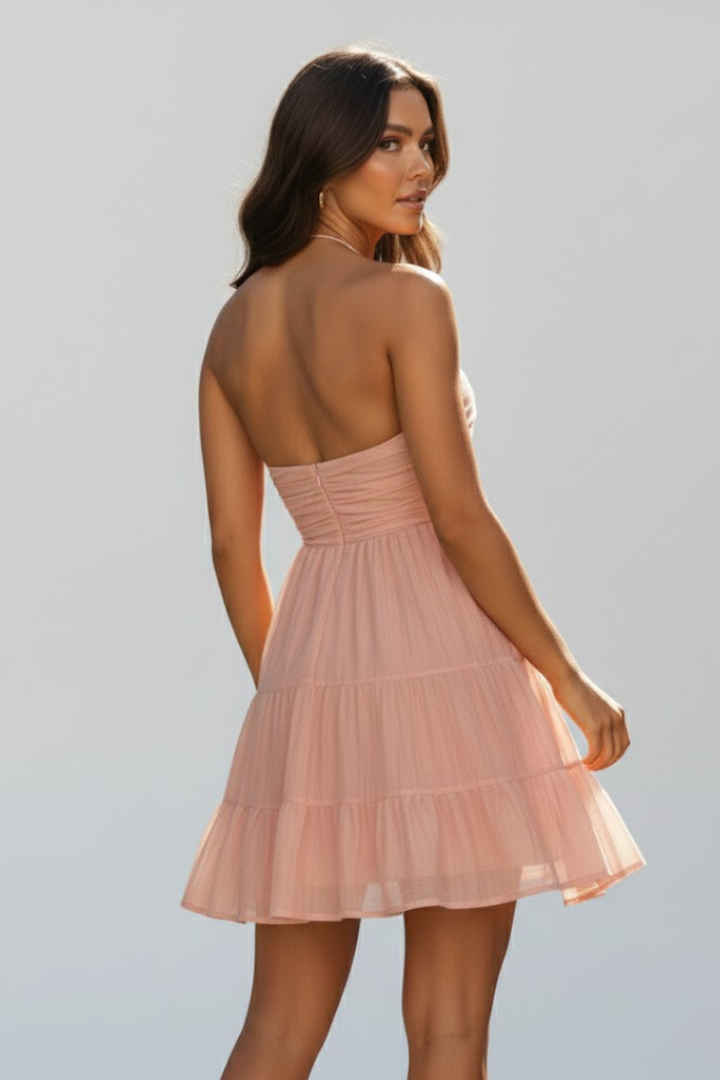 Mina | Women's Halter Mini Dress with Tiered Ruffle Skirt