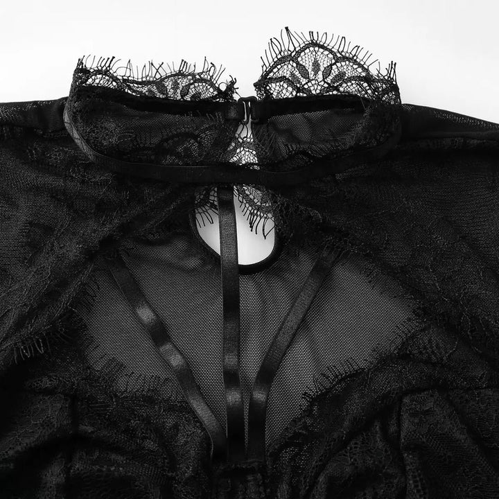 Orlaith | Women's Black Muse Lace-Mesh Bodysuit