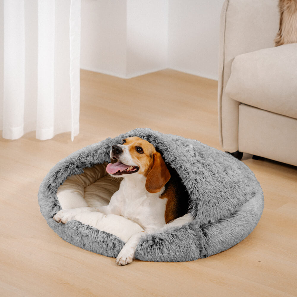 Shoreham | Plush Semi-Enclosed Pet Nest Bed with Hood - image 11