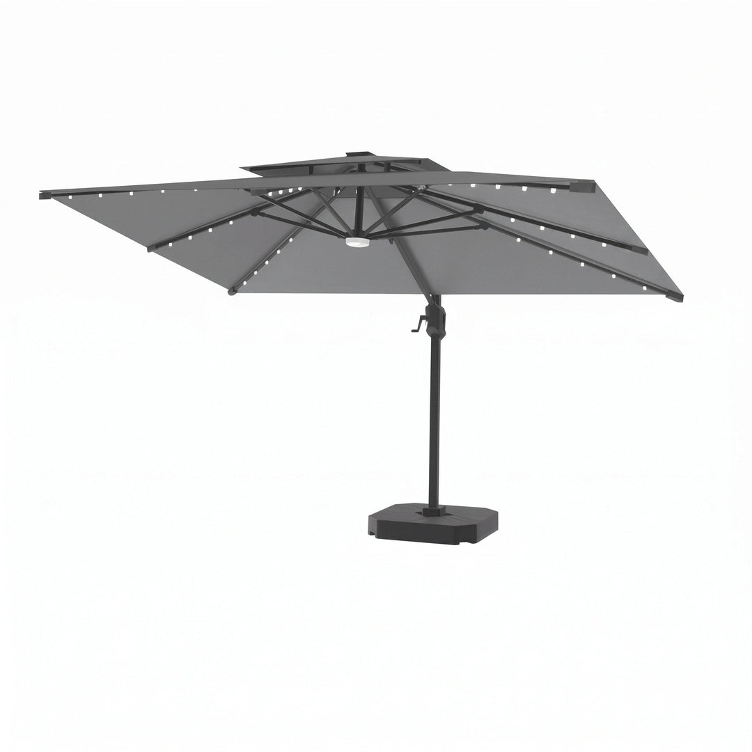 Flax | Cantilever Garden Parasol with Solar LED Lights, 360° Rotating Outdoor Umbrella 2.7 x 3.6m - image 13