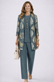 Iris | Women's Printed 3-Piece Trouser Set with Longline Cardigan