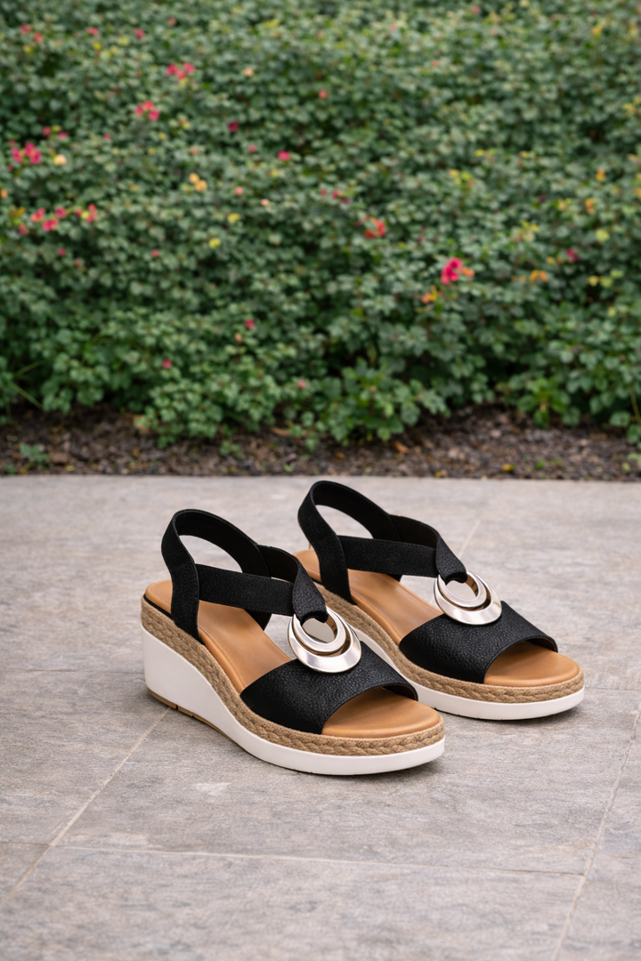 Ulrica | Women's Platform Strap Sandals with Decorative Ring Detail
