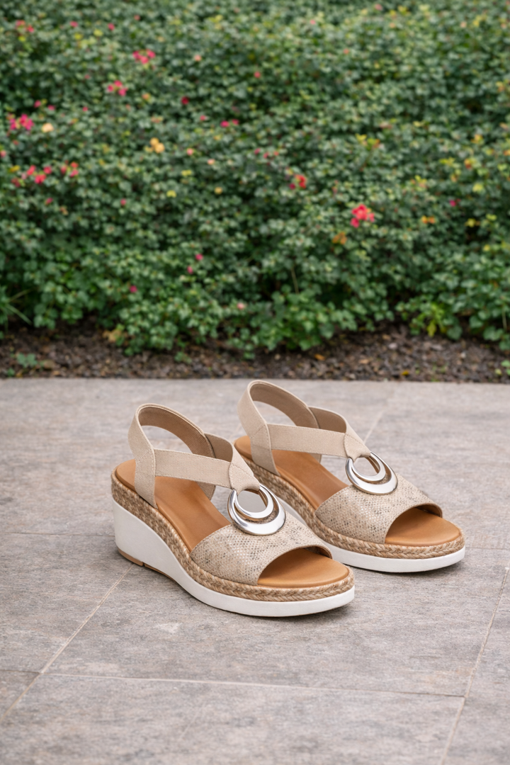 Ulrica | Women's Platform Strap Sandals with Decorative Ring Detail